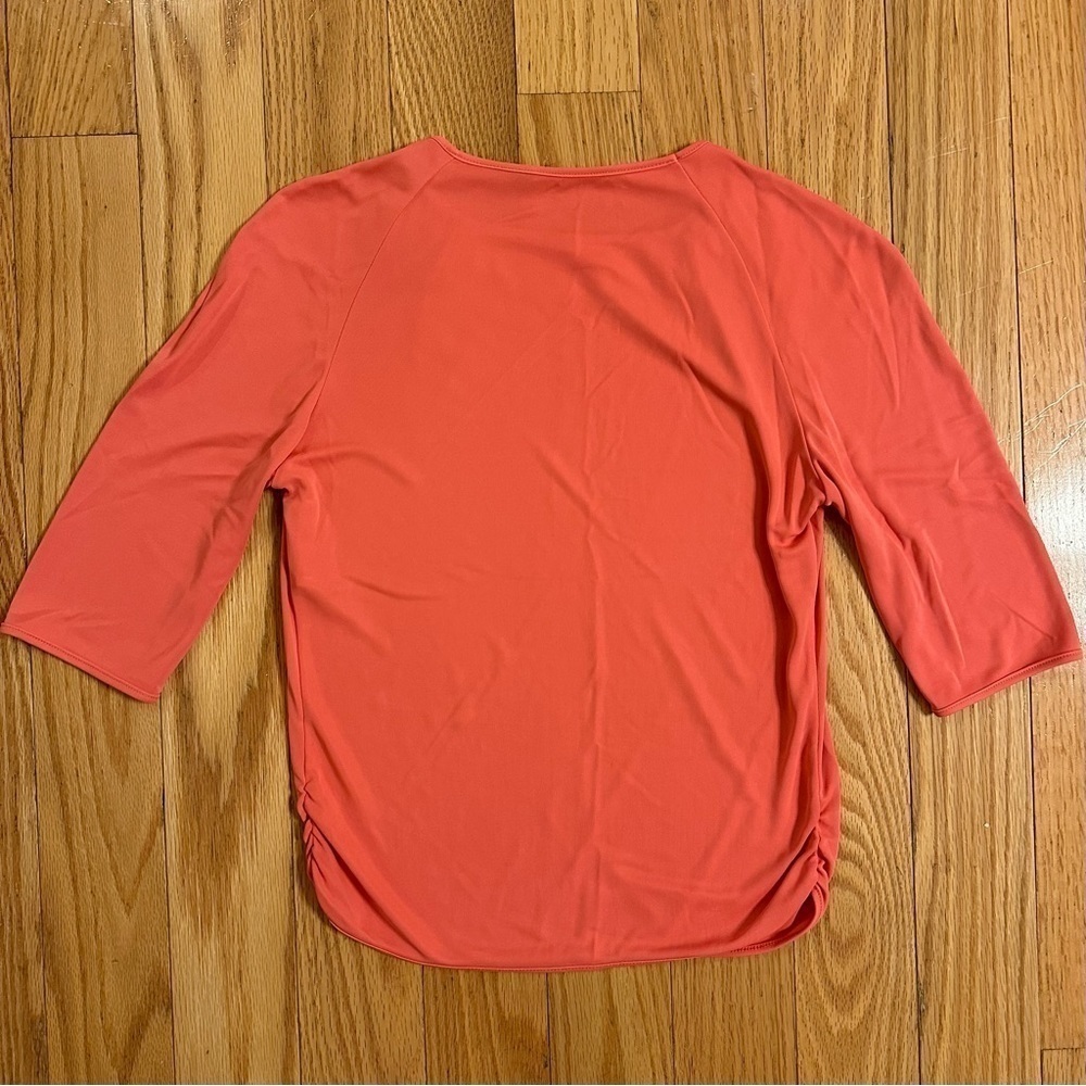 Fendissime FENDI Women’s 3/4 Sleeve Top soft stretchy peach orange Sz US 8 - Picture 2 of 6